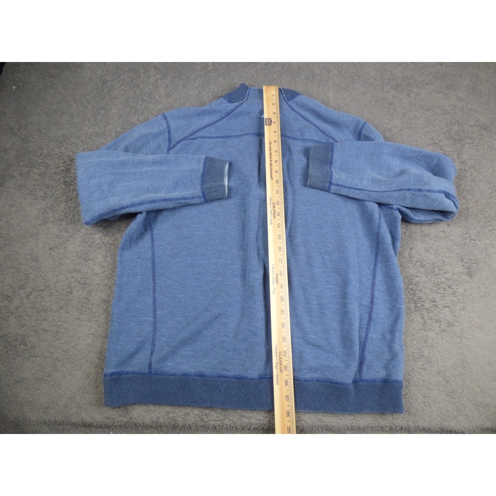 Tommy Bahama Mens Blue Marled Quarter Zip Pullover Sweater Marlin Logo XL - Picture 6 of 7
